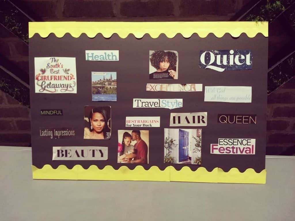Vision board with yellow boarder