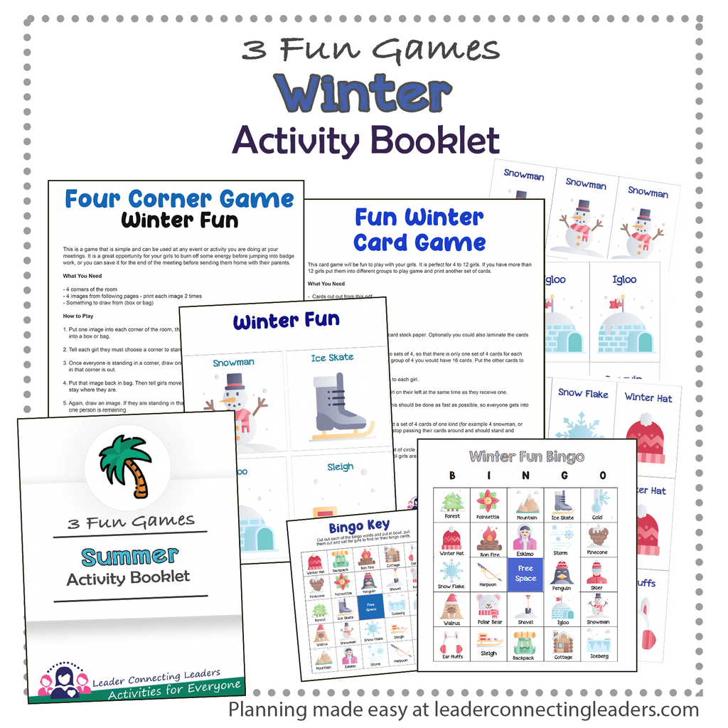 Winter Bingo, Card and 4 Corner Game Activity Booklet