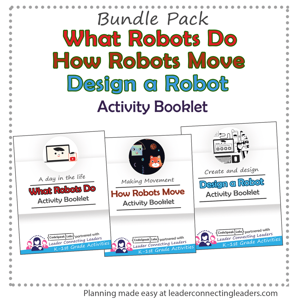 What Robots Do, How Robots Move and Design a Robot Activity Bundle Pack | K – 1st Grade