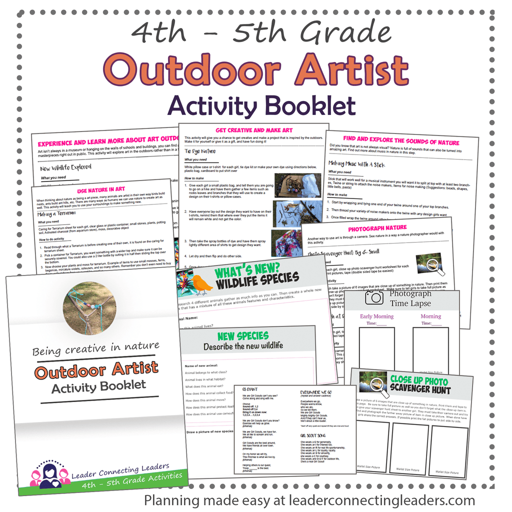 Outdoor Artist Book for 4th and 5th graders