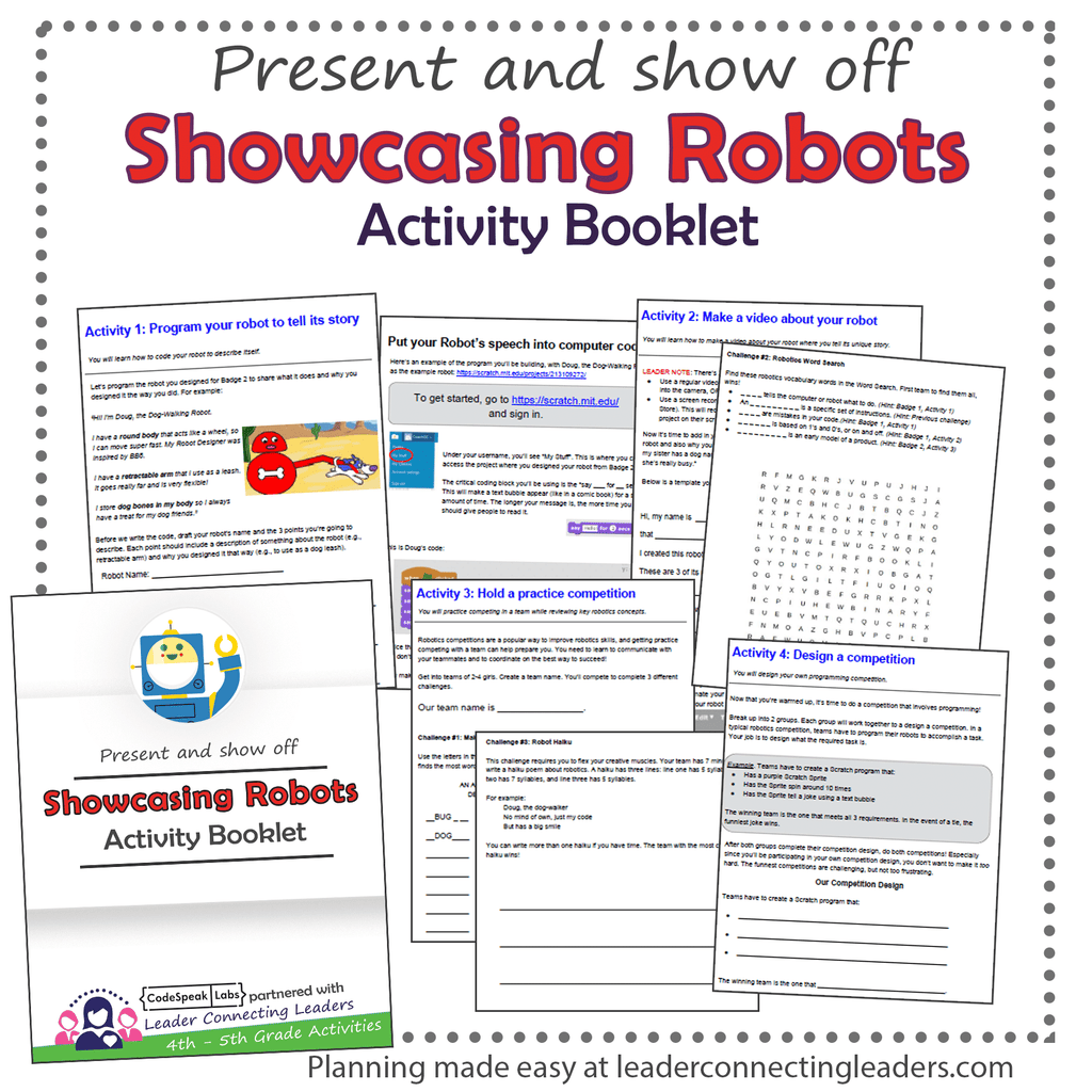 Showcasing Robots Activity Booklet | 4th - 5th Grade