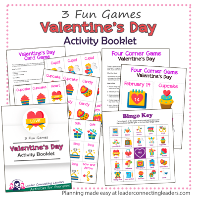 Valentine's Day Bingo, Card and 4 Corner Game Activity Booklet