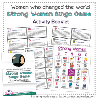 Strong Women Bingo Game: Learn about the lives of 24 different women in history