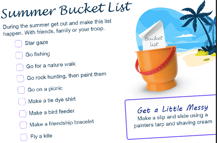 5 Fun Ideas For a Summer Time Bucket List Challenge With Your Troop