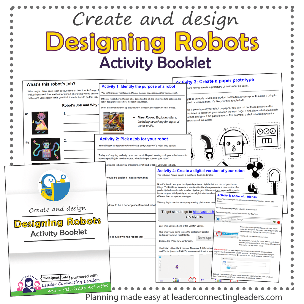 Designing Robots Activity Booklet | 4th - 5th Grade