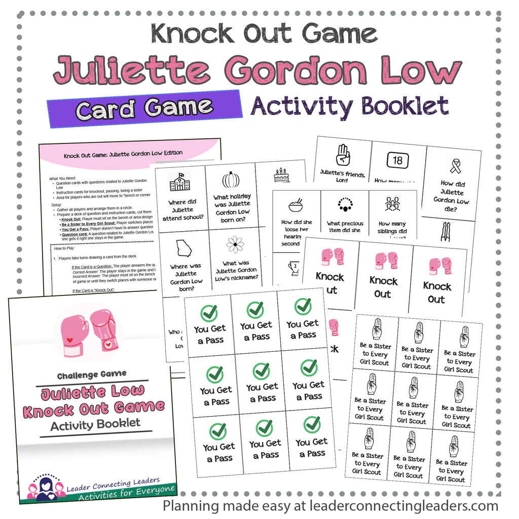 Juliette Gordon Low  Knock Out Card Game Activity Booklet