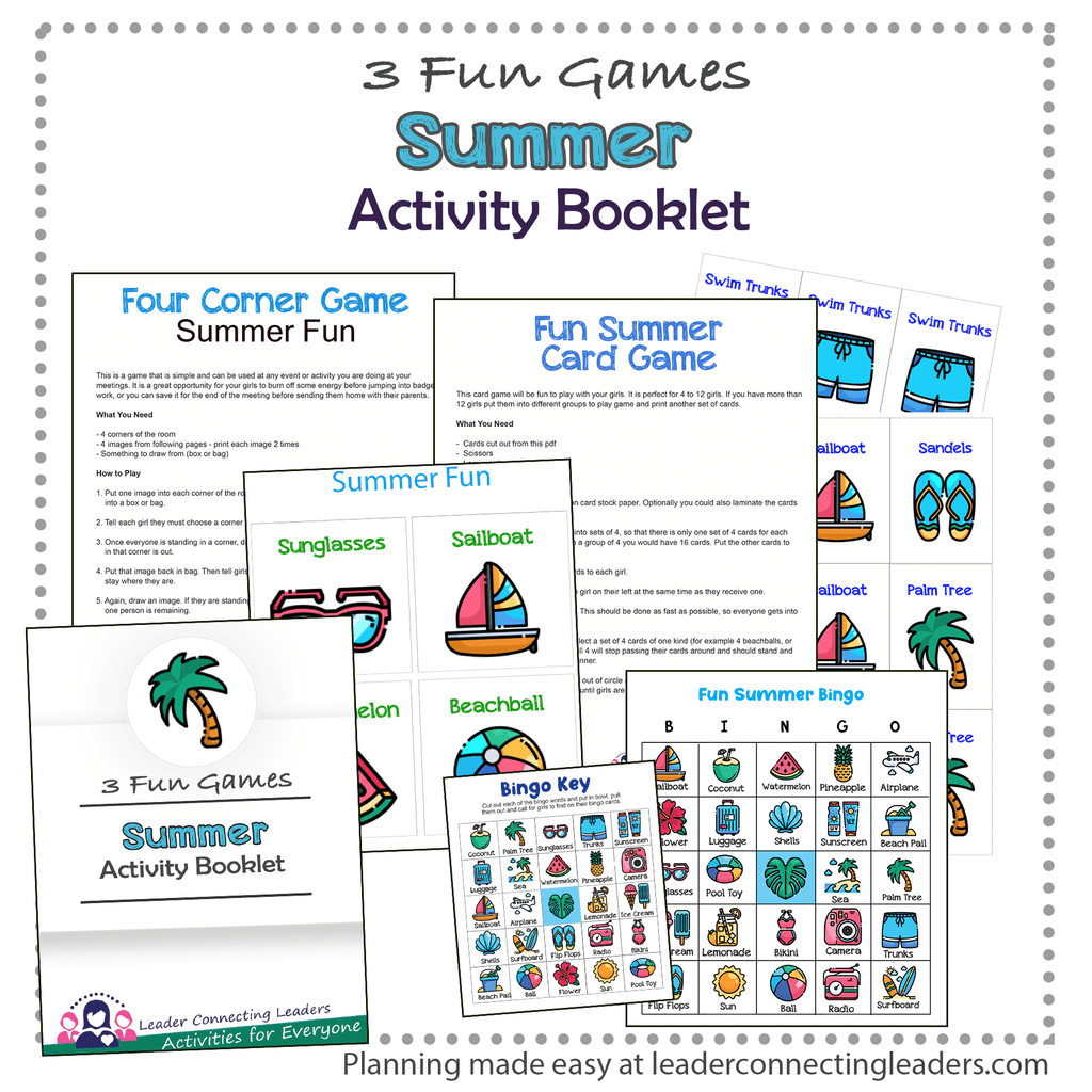 Summer Bingo, Card and 4 Corner Game Activity Booklet