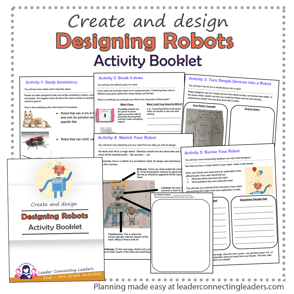 Designing Robot Activity Booklet | 2nd - 3rd Grade – Leader Connecting ...