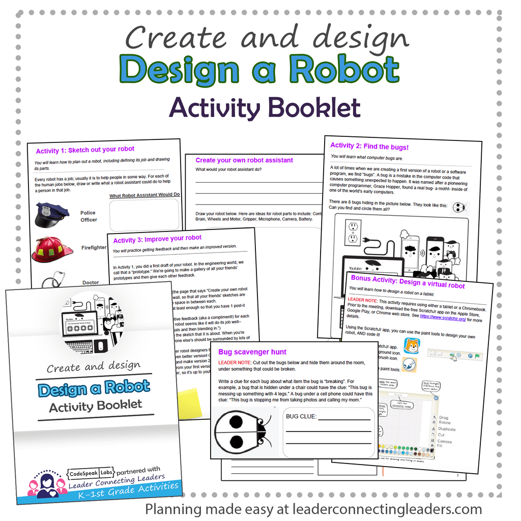 Design a Robot Activity Booklet | K – 1st Grade