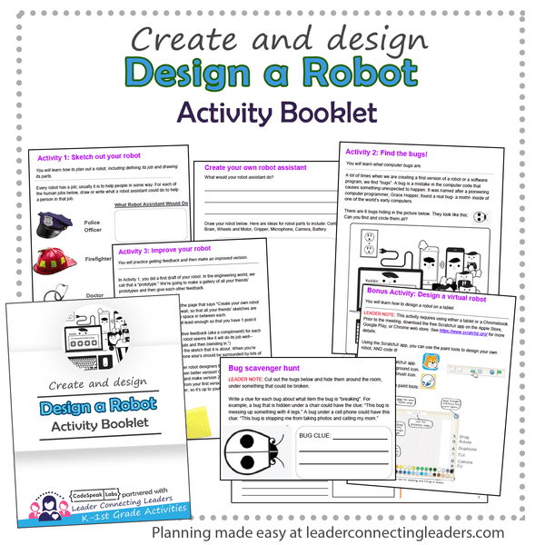 Grade R Robort Lesson Design a Robot Activity Booklet | K – 1st Grade – Leader Connecting Leaders