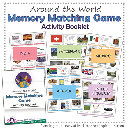 Around the World Memory Matching Game Activity Booklet