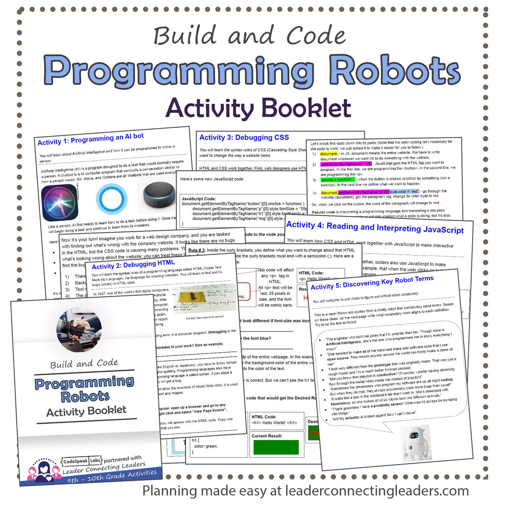 Programming Robots Activity Booklet | 9th - 10th Grade
