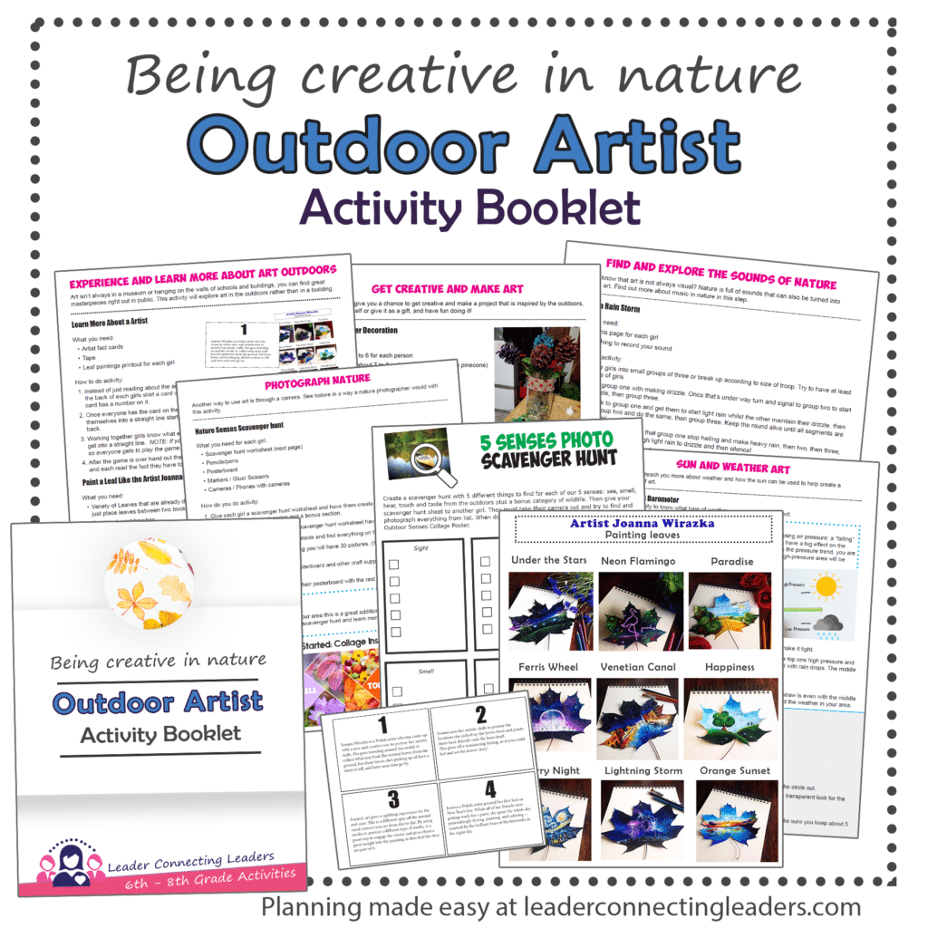 OUtdoor Artist activities for 6th - 8th grade