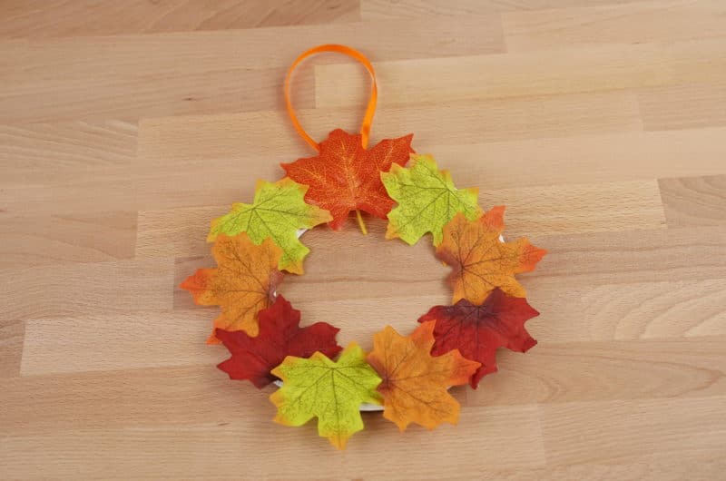 Fall Autumn Wreath with Leaves and a Paper Plate